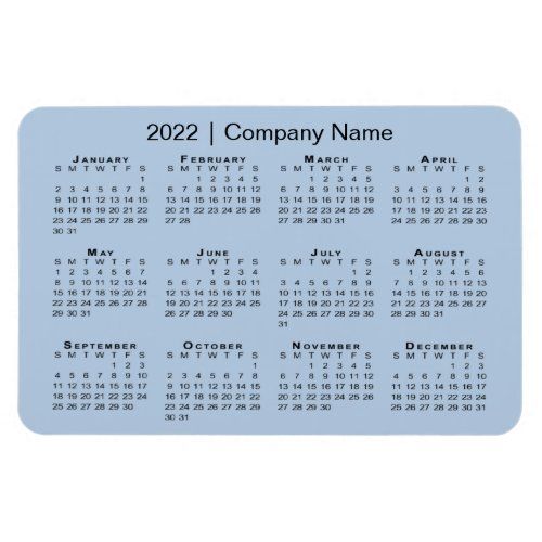 2022 Calendar with Company Name Light Blue Magnet