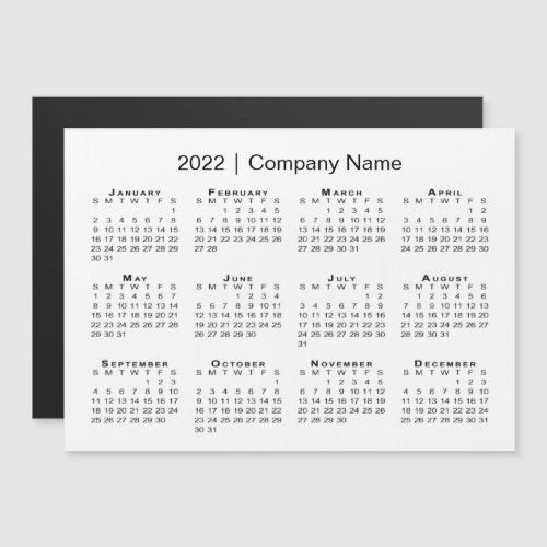 2022 Calendar with Company Name White Magnet