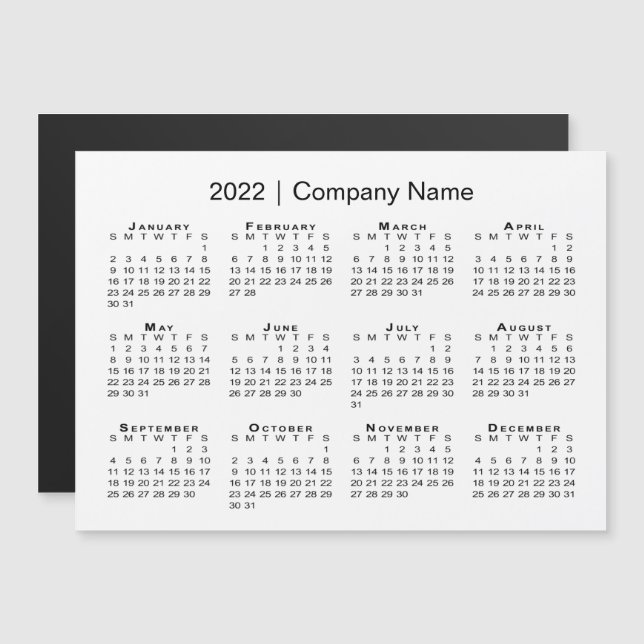 2022 Calendar with Company Name White Magnet (Front/Back)