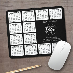 2022 Calendar with logo, Contact Information Black Mouse Pad