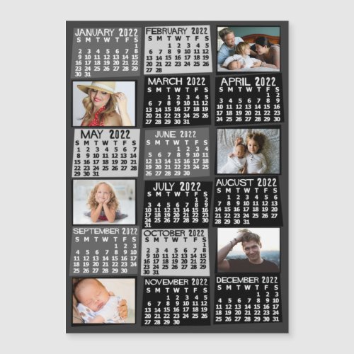2022 Calendar Year Black Mod Photo Collage Magnet