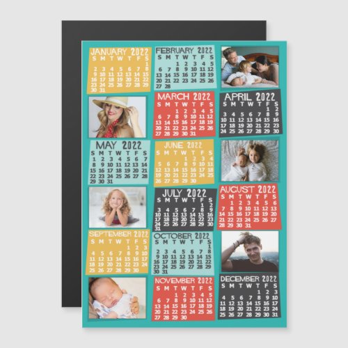 2022 Calendar Year Modern Custom Photo Collage Magnetic Invitation