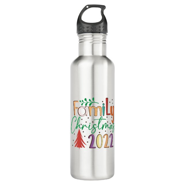 2022 Christmas Family Stainless Steel Water Bottle (Front)
