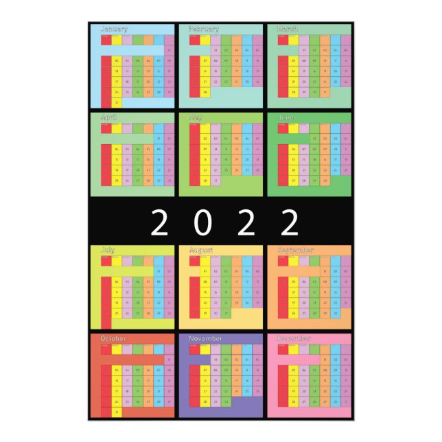 2022 color calendar planner photo print (Front)