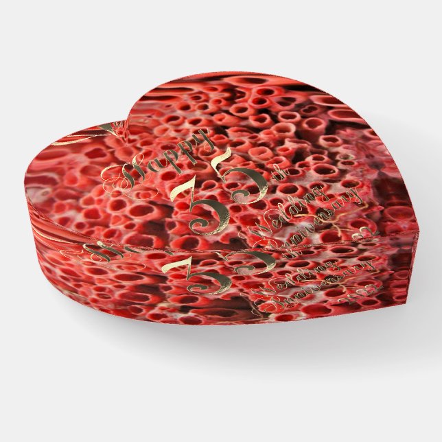 2022 Coral Wedding Happy 35th Anniversary Paperweight (Angled)