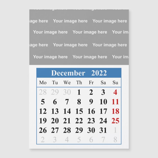2022 December calendar Magnetic card (Front)