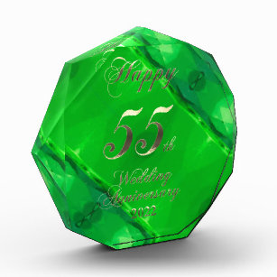 2022 Emerald Wedding 55th Anniversary Paperweight Acrylic Award