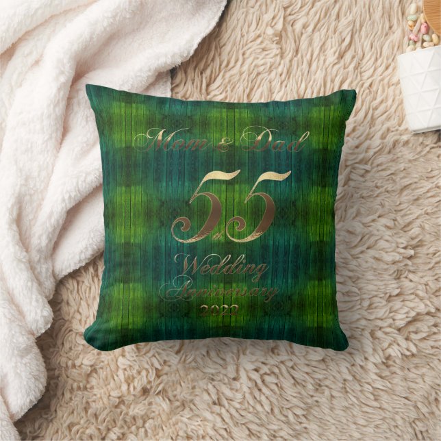 2022 Emerald Wedding 55th Anniversary Parents Throw Pillow (Blanket)