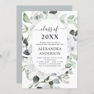 2022 Eucalyptus Graduation Floral Roses Greenery Invitation