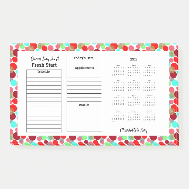2022 Every Day's A Fresh Start Personalized Post-it Notes (Front)