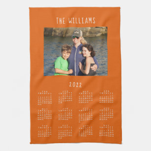 2022 Family Photo Burnt Orange Calendar Kitchen Towel