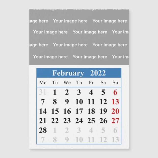 2022 February calendar Magnetic card (Front)
