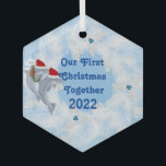 2022 First ChristmasTogether Dolphin Ornament Gift<br><div class="desc">First Christmas Together Ornament  with Dolphins as your theme... beautiful and elegant</div>
