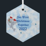 2022 First ChristmasTogether Dolphin Ornament Gift<br><div class="desc">First Christmas Together Ornament  with Dolphins as your theme... beautiful and elegant</div>
