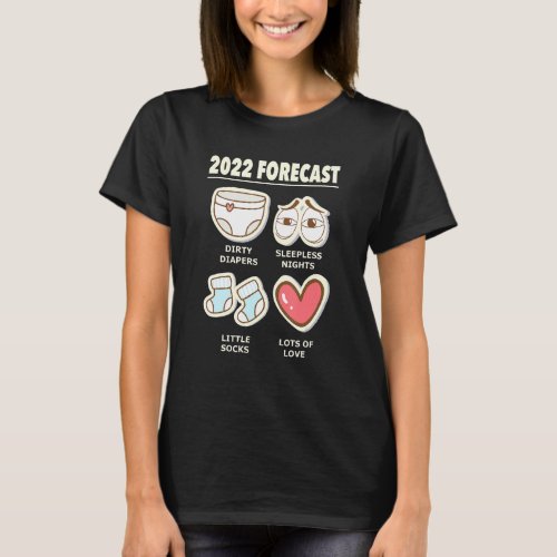 2022 Forecast New Mom Dad Expecting Baby Announcem T_Shirt