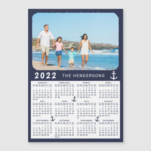 2022 Fridge Calendar Magnet Nautical Family Photo