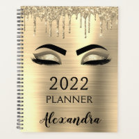 2022 Gold Glitter Sparkle Eyelashes Glam Planner