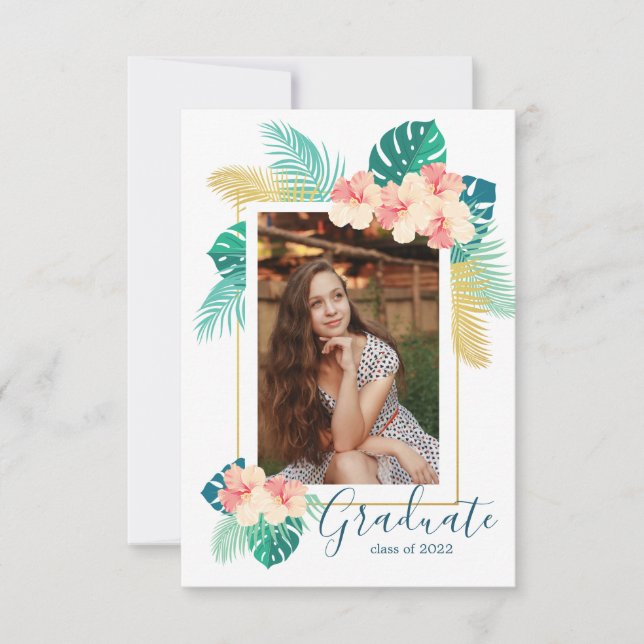 2022 Gold Hawaiian Graduation Announcement (Front)