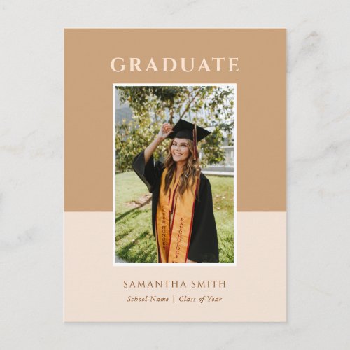 2022 Gold Modern Script Simple Photo Graduation Invitation Postcard