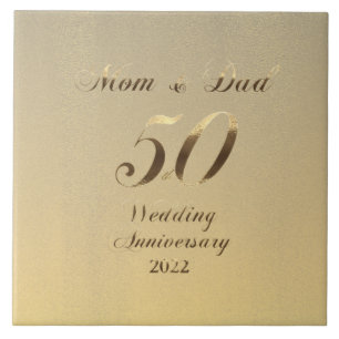 2022 Golden Wedding 50th Anniversary Parents Ceramic Tile