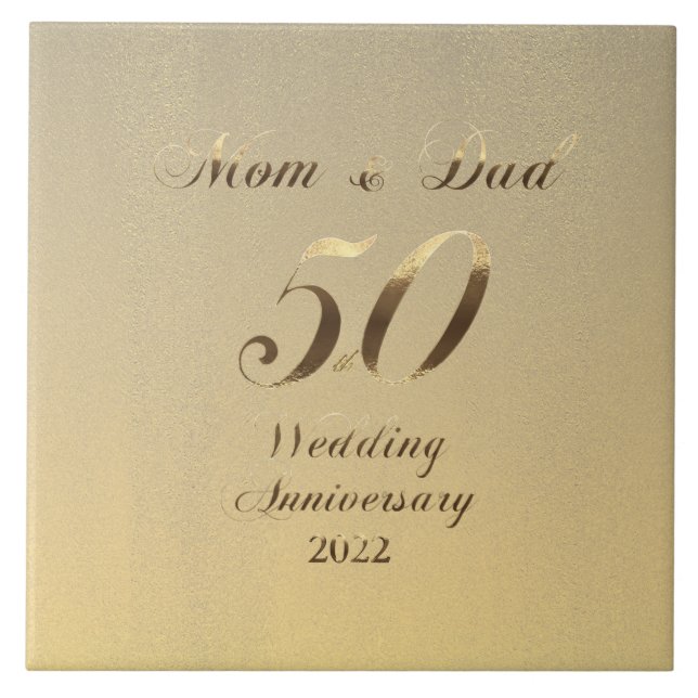 2022 Golden Wedding 50th Anniversary Parents Ceramic Tile (Front)