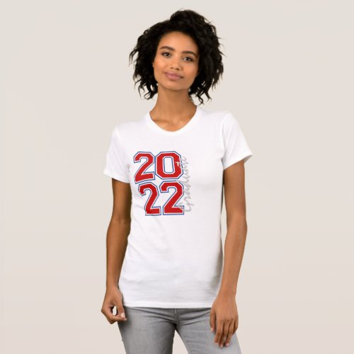 2022 Graduate Red and Blue Block T_Shirt