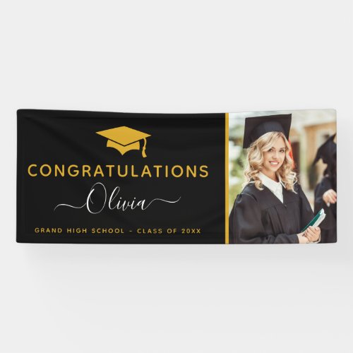 2022 Graduation Black Gold High School College Banner