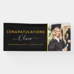 2022 Graduation Black Gold High School College Banner
