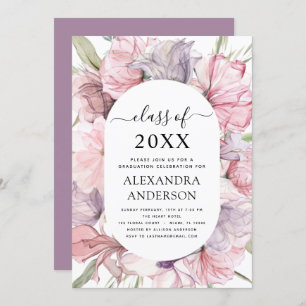 2022 Graduation Boho Dusty Pink Purple Invitation