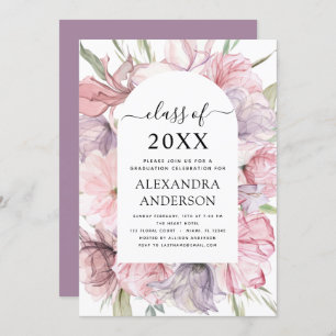 2022 Graduation Boho Dusty Pink Purple Invitation