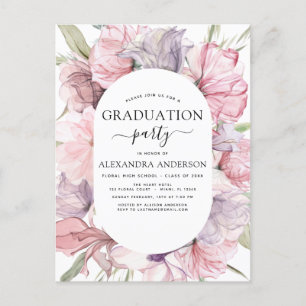 2022 Graduation Boho Dusty Pink Purple Invitation Postcard