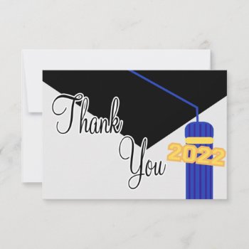 2022 Graduation Cap And Tassel Thank You (blue) by WindyCityStationery at Zazzle