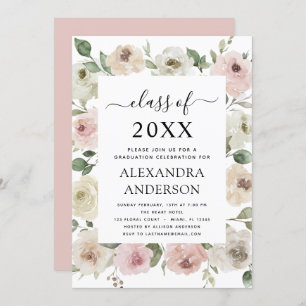 2022 Graduation Dusty Rose Pink Graduation Floral Invitation