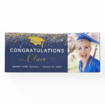 2022 Graduation Glitter Navy Blue Gold Banner 2022 Graduation Glitter Navy Blue Gold Banner