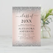 2022 Graduation Glitter Rose Gold Pink Silver Invitation (Standing Front)