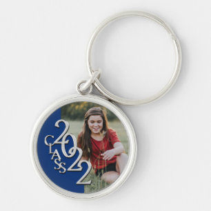 2022 Graduation Keepsake Photo Blue and Silver Keychain