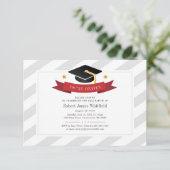 2022 Graduation Party Grad Cap Red Gold Silver Invitation (Standing Front)