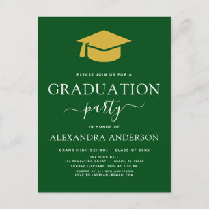 2022 Graduation Party Green Gold Modern Elegant In Postcard