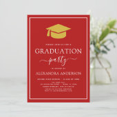2022 Graduation Party Red Gold Photo Picture Invit Invitation (Standing Front)