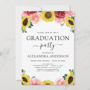 2022 Graduation Sunflower Eucalyptus Country Invitation