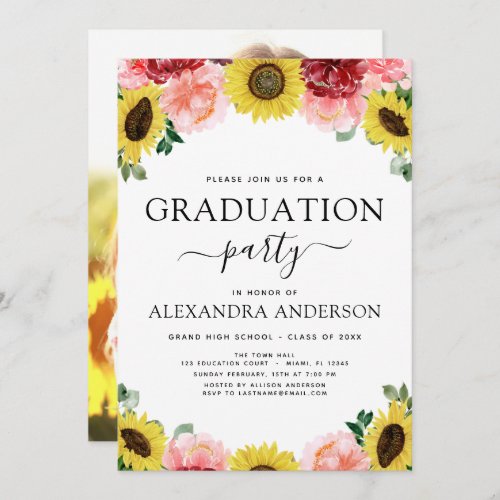 2022 Graduation Sunflower Photo Country Invitation