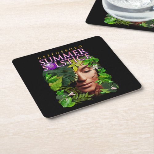 2022 Greensboro Summer Solstice Festival Souvenir Square Paper Coaster