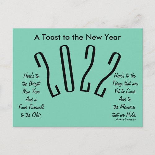2022 Greeting vintage Happy New Years Toast  Holiday Postcard