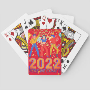2022 HERE WE COME funny new years eve party gift Poker Cards