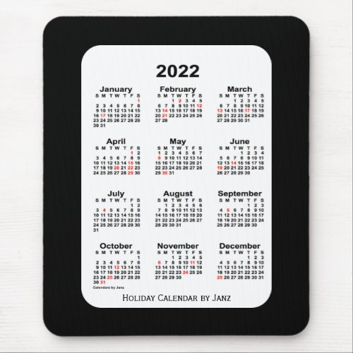 2022 Holiday Two Tone Black Calendar by Janz Mouse Pad