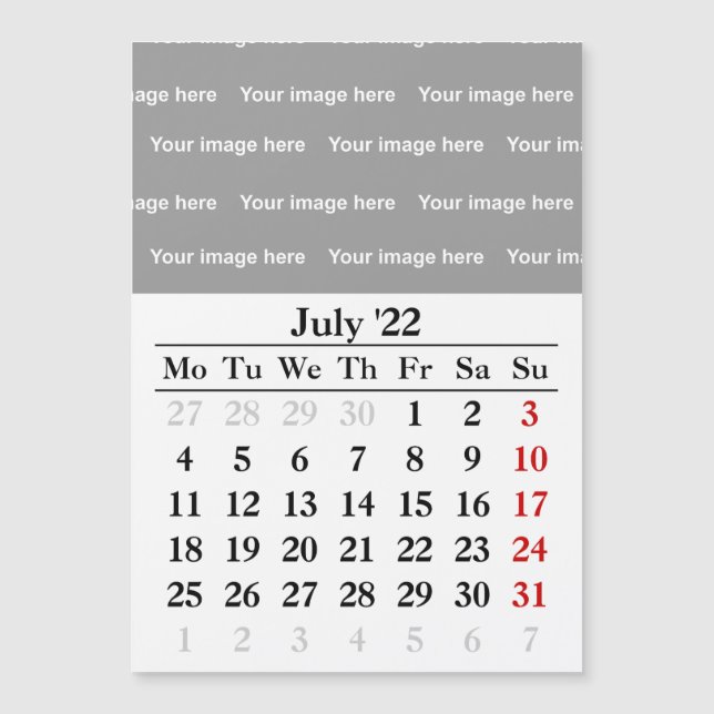 2022 July calendar Magnetic card (Front)