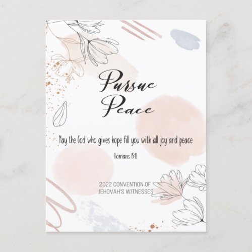 2022 JW Convention _ beige white flower Postcard