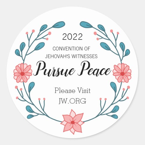  2022 JW Ministry Supply Pursue Peace Convention  Classic Round Sticker
