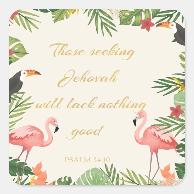 2022 JW Ministry Supply Year Text Psalm 34:10 Square Sticker (Front)