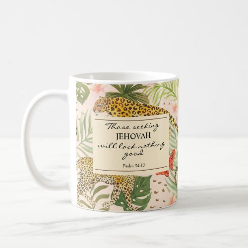 2022 JW year text Psalm 3410_ Tropical Jungle Coffee Mug